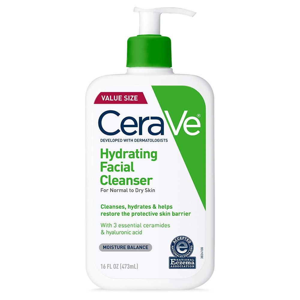 CeraVe Hydrating Facial Cleanser | Moisturizing Face Wash For Dry Skin | Hyaluronic Acid + Ceramides + Glycerin | Hydrating Cleanser For Normal To Dry Skin