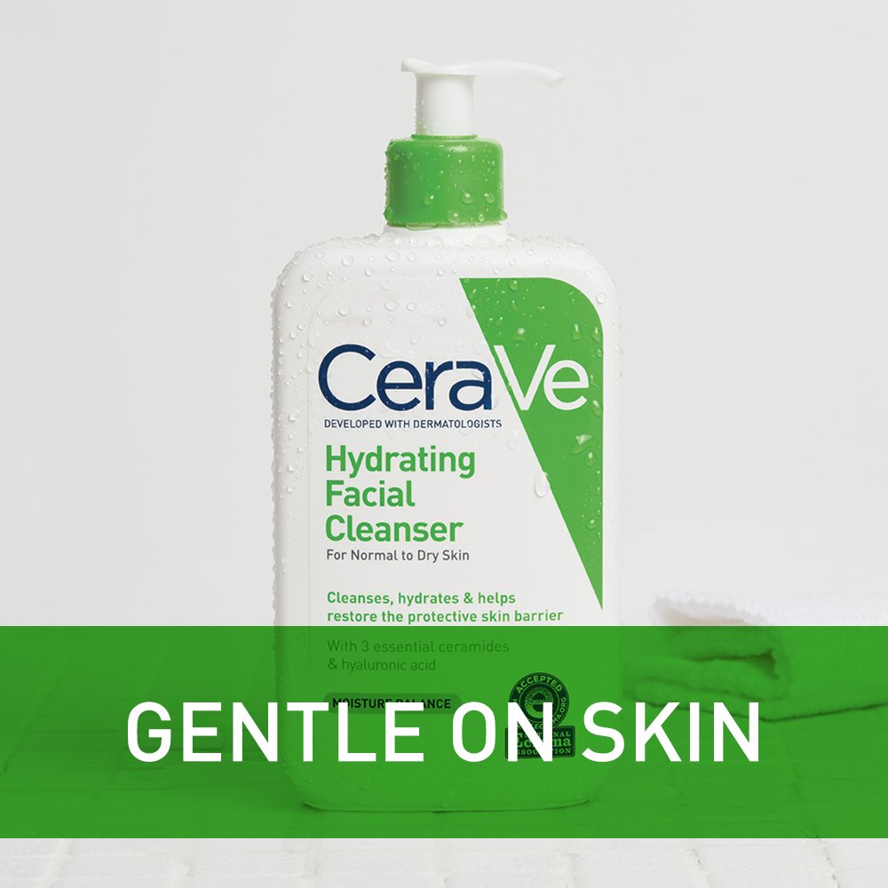 CeraVe Hydrating Facial Cleanser | Moisturizing Face Wash For Dry Skin | Hyaluronic Acid + Ceramides + Glycerin | Hydrating Cleanser For Normal To Dry Skin