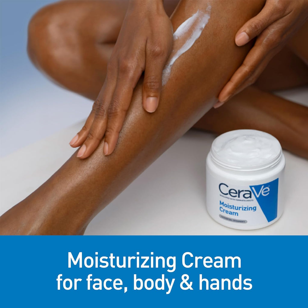 CeraVe Moisturizing Cream | Body and Face Moisturizer for Normal & Dry Skin | Body Cream with Hyaluronic Acid and Ceramides | Daily Moisturizer | Oil-Free