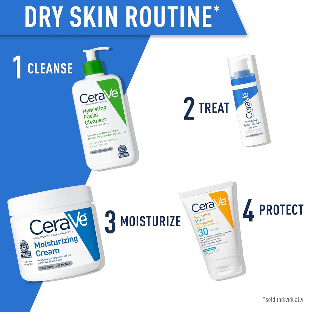 CeraVe Moisturizing Cream | Body and Face Moisturizer for Normal & Dry Skin | Body Cream with Hyaluronic Acid and Ceramides | Daily Moisturizer | Oil-Free