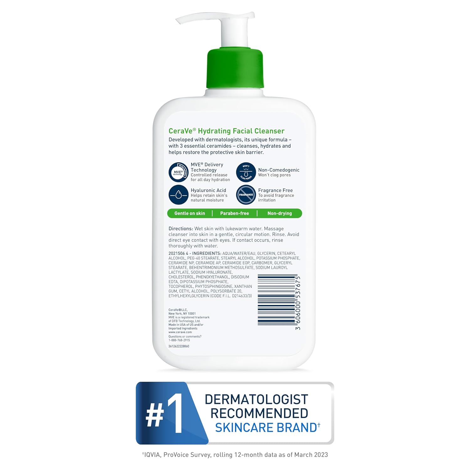 CeraVe Hydrating Facial Cleanser | Moisturizing Face Wash For Dry Skin | Hyaluronic Acid + Ceramides + Glycerin | Hydrating Cleanser For Normal To Dry Skin