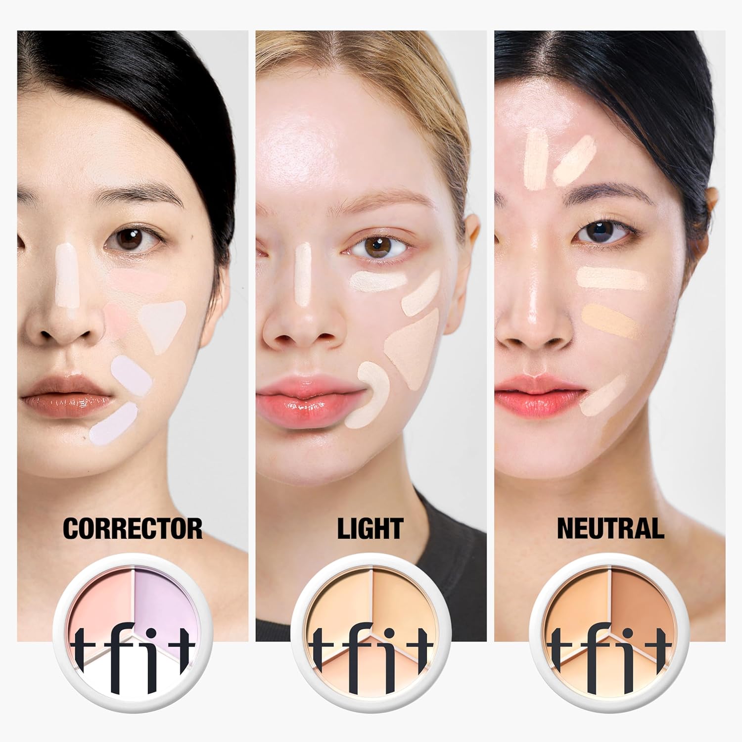3 in1 Concealer Palette Cream Foundation full Coverage Cover Acne Spots Dark Circles Shading Highlighter Face Makeup Cometics