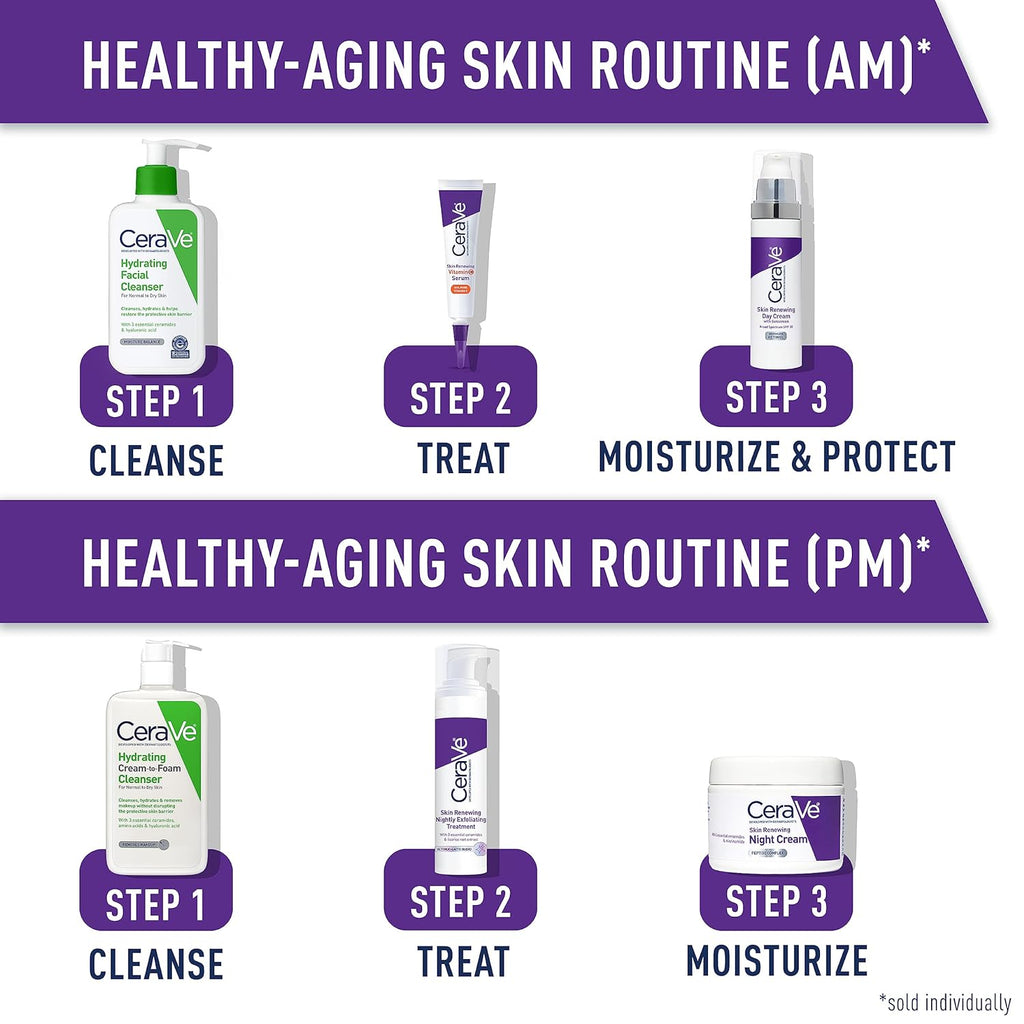 CeraVe Skin Renewing Night Cream | Niacinamide, Peptide Complex, and Hyaluronic Acid Moisturizer for Face
