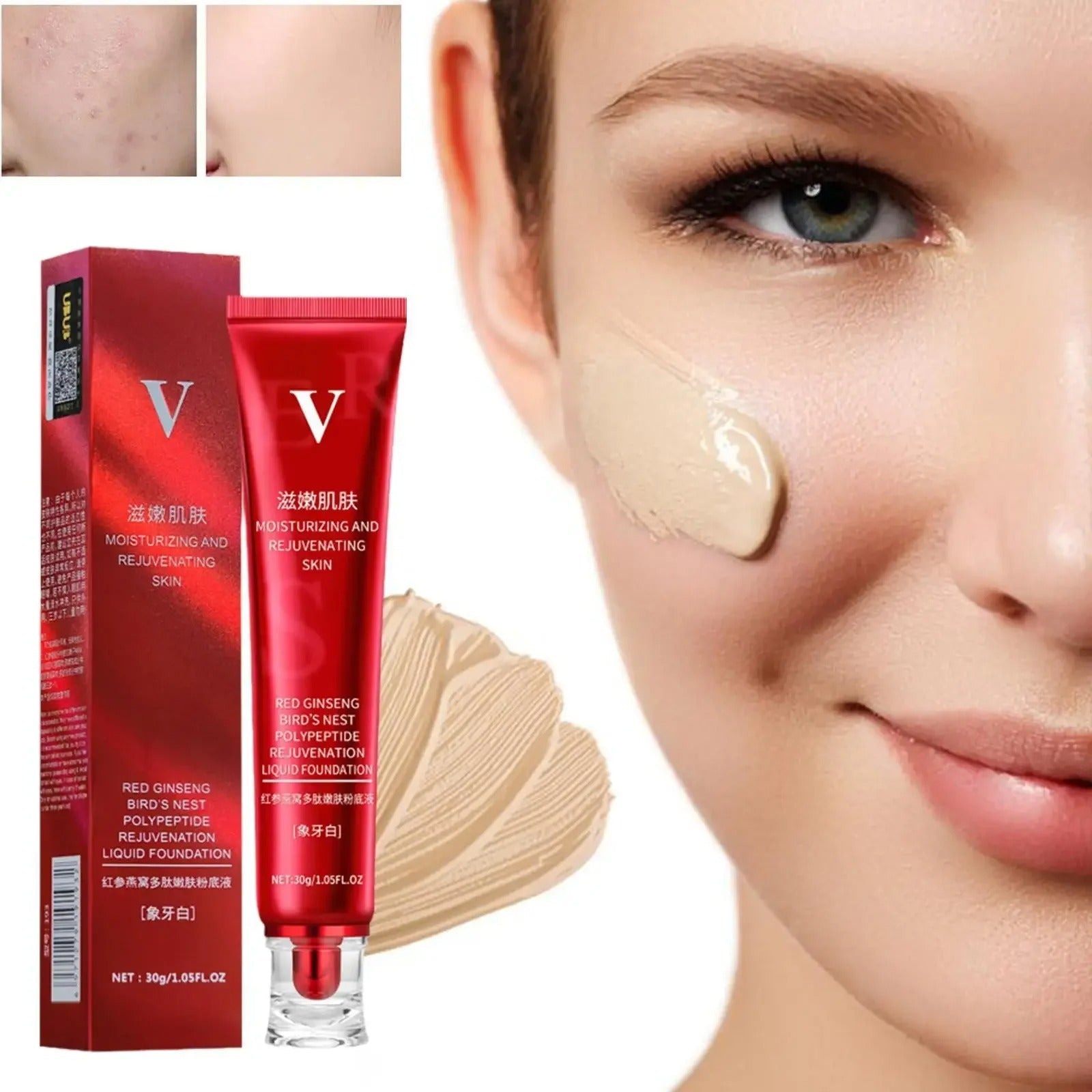 FV Foundation Liquid Ginseng Bird's Nest Polypeptide Concealer Skin Nourishing BB Cream Makeup Cosmetics