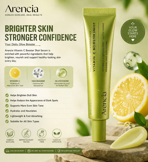 Arencia Vitamin C Booster Shot Serum with Glutathione, Niacinamide and Vitamin E for Dark Spot Care, Fine Lines & Wrinkles, Glass Skin, Korean Skincare 30ml/1.01 fl.oz